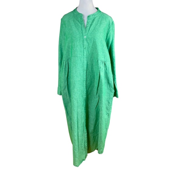 Pomander Place Dresses & Skirts - Pomander Place Linen Dress Maxi Long Sleeve Green Tuckernuck (XXL)